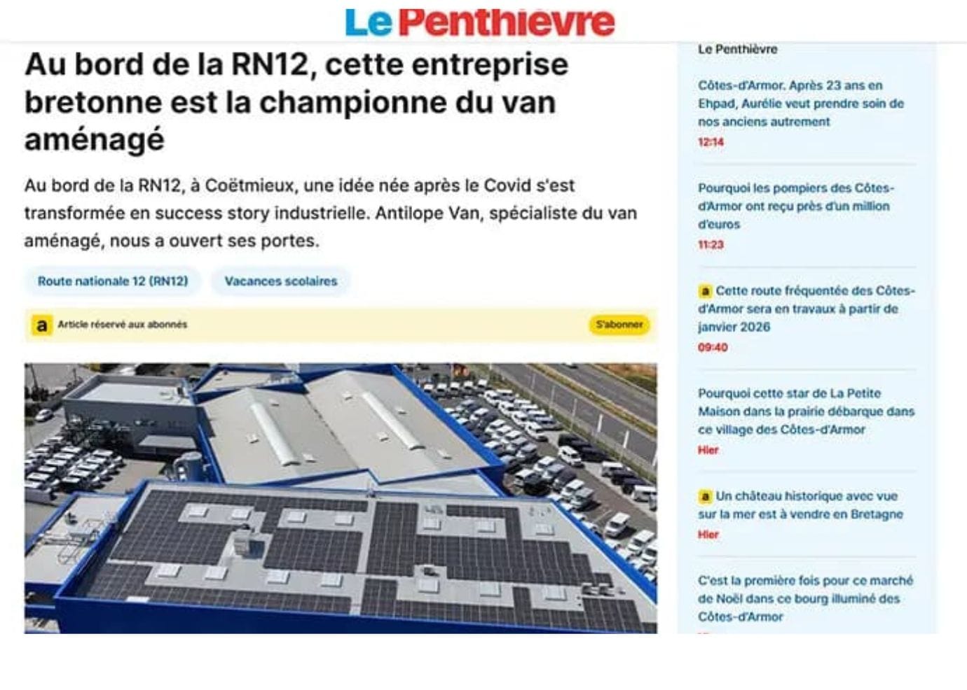 ACTU article MARQUE ANTILOPE VAN