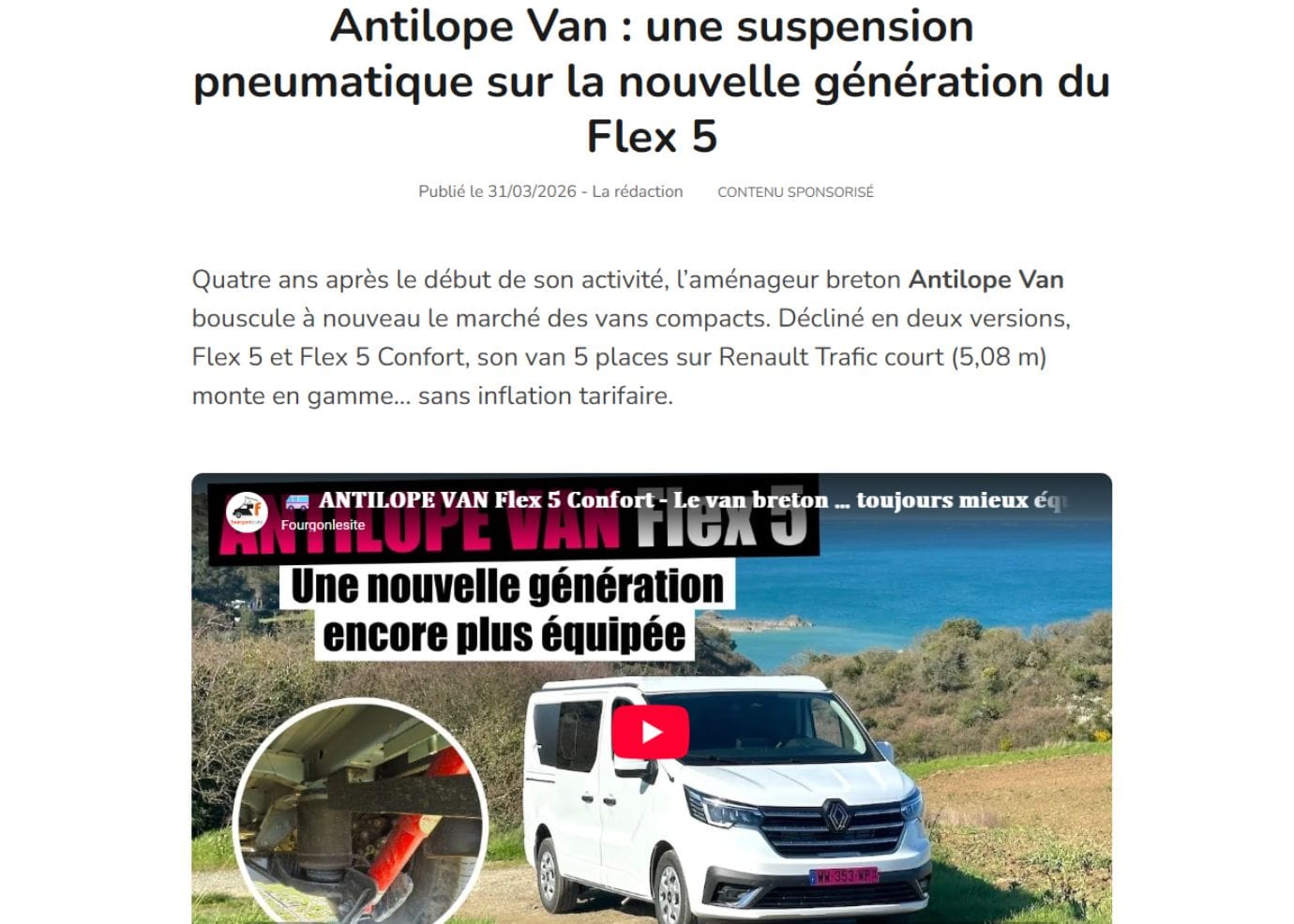 FOURGONLESITE nouveau Flex 5 Confort avec suspension