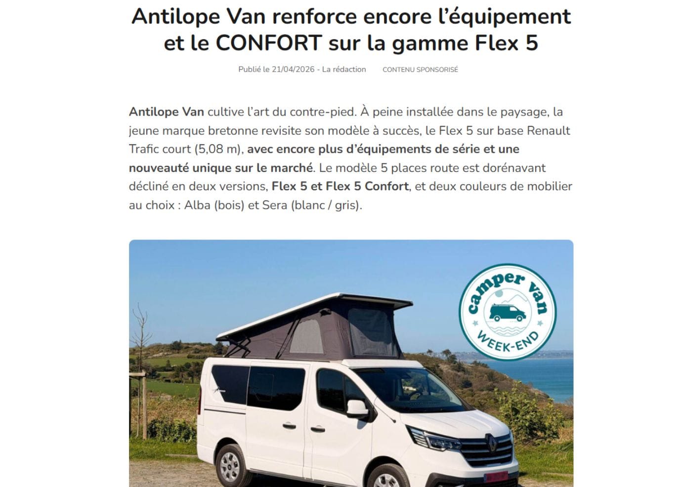 Fourgon le site avril 2026 avec Flex 5 Confort
